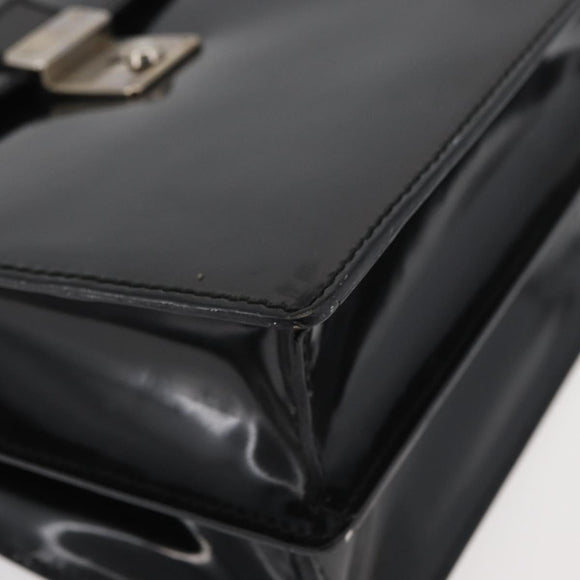 GUCCI Hand Bag Patent leather Black Silver 018 123 1003 Auth 138124