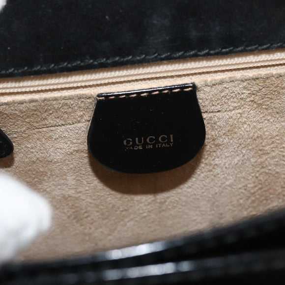 GUCCI Hand Bag Patent leather Black Silver 018 123 1003 Auth 138124