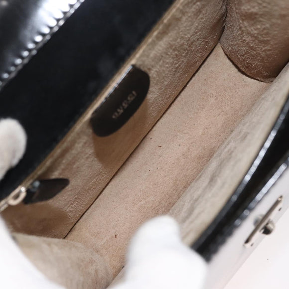 GUCCI Hand Bag Patent leather Black Silver 018 123 1003 Auth 138124
