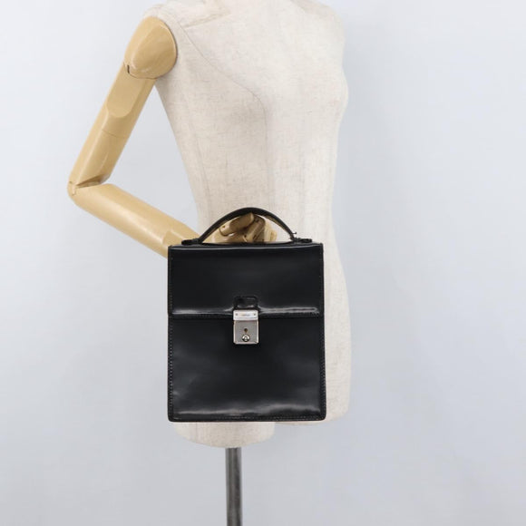 GUCCI Hand Bag Patent leather Black Silver 018 123 1003 Auth 138124