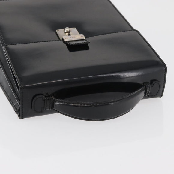 GUCCI Hand Bag Patent leather Black Silver 018 123 1003 Auth 138124