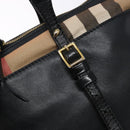 BURBERRY Nova Check Tote Bag Leather Beige Gold Auth 138125-10