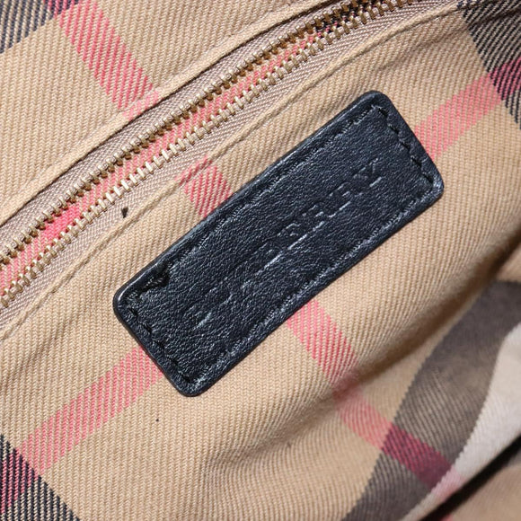 BURBERRY Nova Check Tote Bag Leather Beige Gold Auth 138125