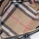 BURBERRY Nova Check Tote Bag Leather Beige Gold Auth 138125-11
