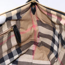 BURBERRY Nova Check Tote Bag Leather Beige Gold Auth 138125-20