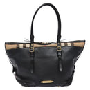 BURBERRY Nova Check Tote Bag Leather Beige Gold Auth 138125-13