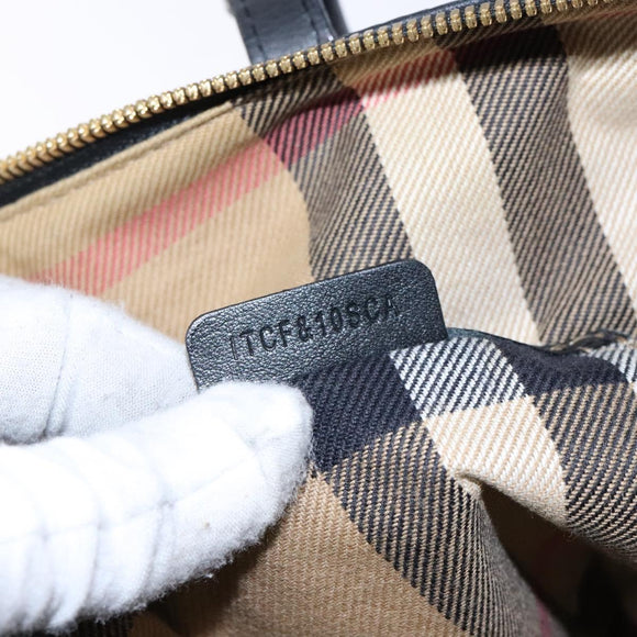 BURBERRY Nova Check Tote Bag Leather Beige Gold Auth 138125