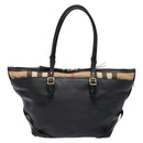 BURBERRY Nova Check Tote Bag Leather Beige Gold Auth 138125-2