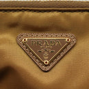 PRADA Clutch Bag Nylon Beige Gold Auth 138126-14