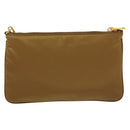 PRADA Clutch Bag Nylon Beige Gold Auth 138126-3