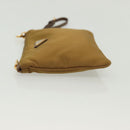 PRADA Clutch Bag Nylon Beige Gold Auth 138126-5