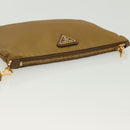 PRADA Clutch Bag Nylon Beige Gold Auth 138126-6