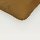 PRADA Clutch Bag Nylon Beige Gold Auth 138126-9