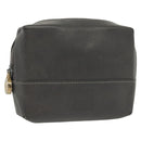 LOEWE Pouch Leather Gray Gold Auth 138128-1