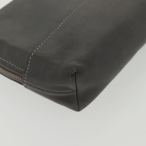 LOEWE Pouch Leather Gray Gold Auth 138128