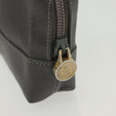 LOEWE Pouch Leather Gray Gold Auth 138128-8