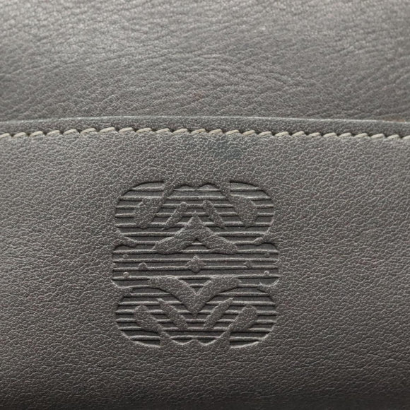 LOEWE Pouch Leather Gray Gold Auth 138128