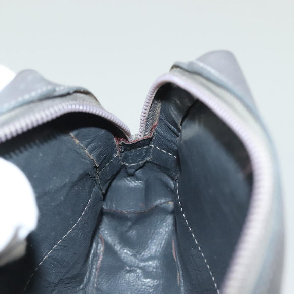 LOEWE Pouch Leather Gray Gold Auth 138128