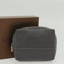 LOEWE Pouch Leather Gray Gold Auth 138128-12