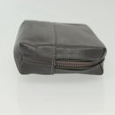 LOEWE Pouch Leather Gray Gold Auth 138128-3