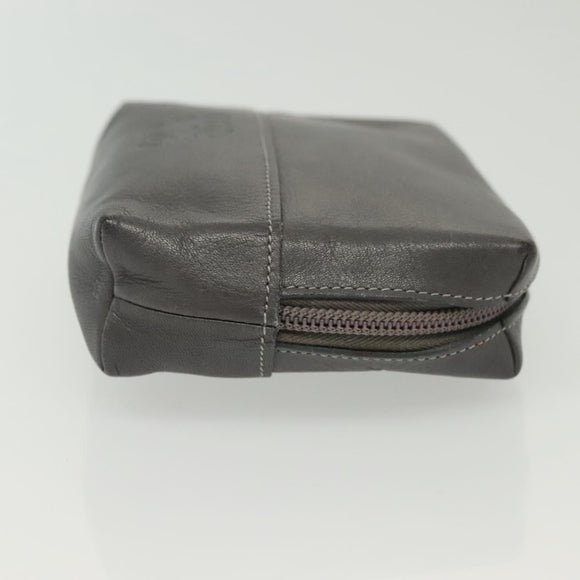 LOEWE Pouch Leather Gray Gold Auth 138128