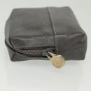 LOEWE Pouch Leather Gray Gold Auth 138128-4