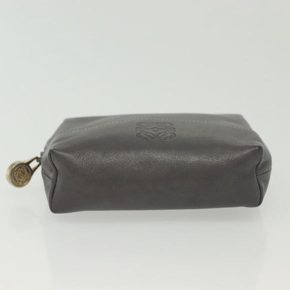 LOEWE Pouch Leather Gray Gold Auth 138128