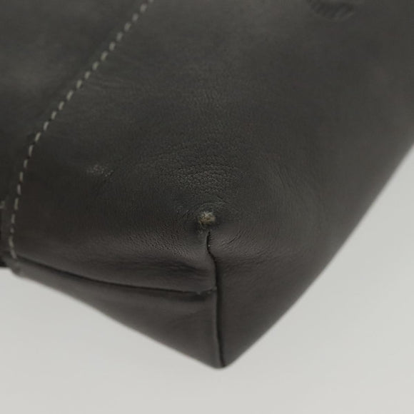 LOEWE Pouch Leather Gray Gold Auth 138128