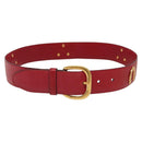 GUCCI Belt Leather 31.5"" Red Gold Auth 138129-1