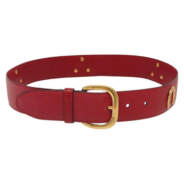 GUCCI Belt Leather 31.5"" Red Gold Auth 138129