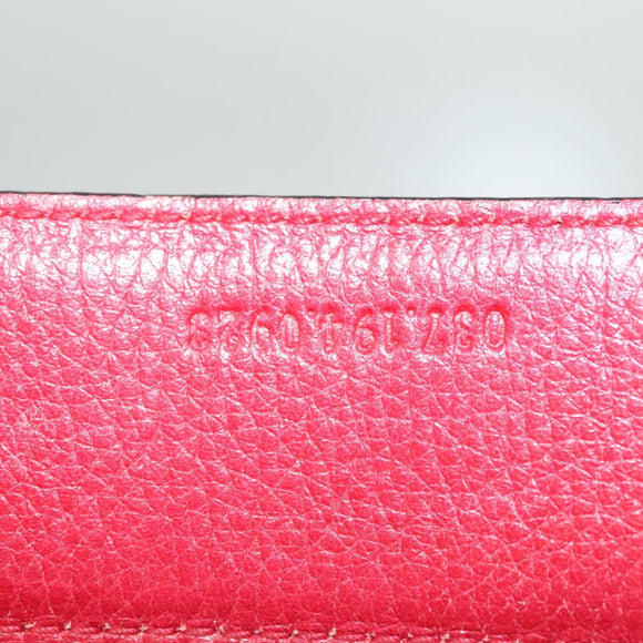 GUCCI Belt Leather 31.5"" Red Gold Auth 138129