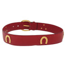 GUCCI Belt Leather 31.5"" Red Gold Auth 138129-2