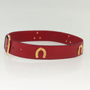GUCCI Belt Leather 31.5"" Red Gold Auth 138129-3