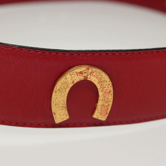 GUCCI Belt Leather 31.5"" Red Gold Auth 138129