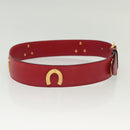 GUCCI Belt Leather 31.5"" Red Gold Auth 138129-5
