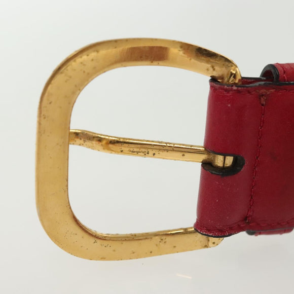GUCCI Belt Leather 31.5"" Red Gold Auth 138129