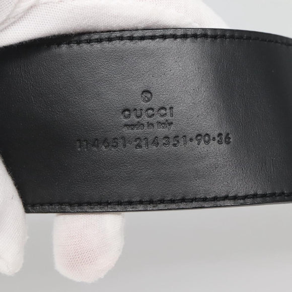 GUCCI Belt Leather 37.4"" Black Gold 114651 Auth 138130