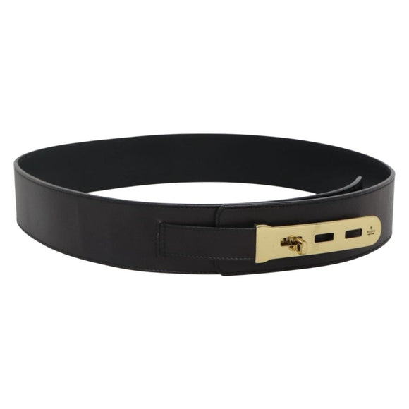 GUCCI Belt Leather 37.4"" Black Gold 114651 Auth 138130