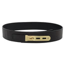 GUCCI Belt Leather 37.4"" Black Gold 114651 Auth 138130-2