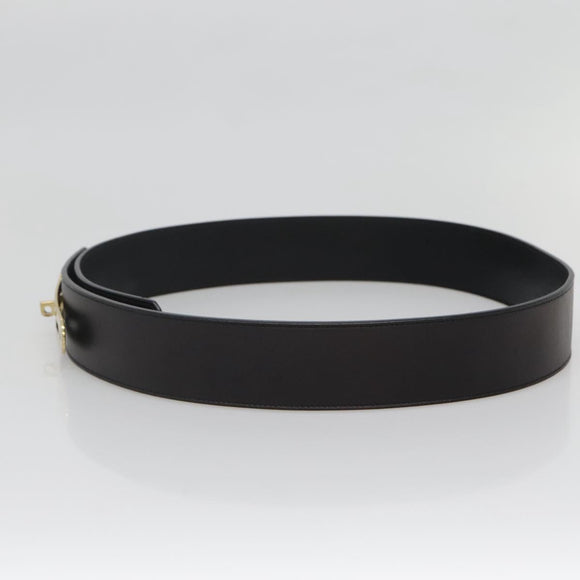 GUCCI Belt Leather 37.4"" Black Gold 114651 Auth 138130