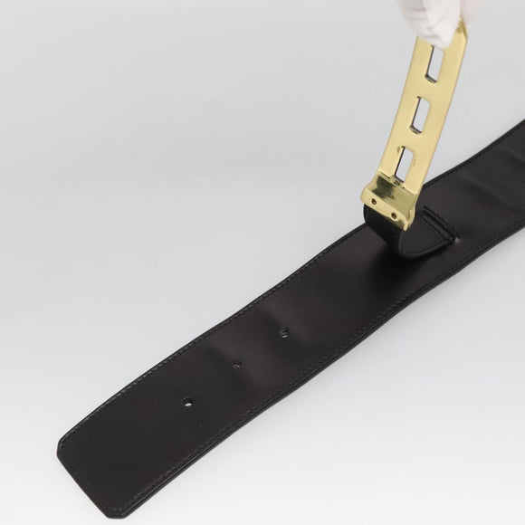 GUCCI Belt Leather 37.4"" Black Gold 114651 Auth 138130