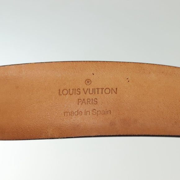 LOUIS VUITTON Ceinture Belt Leather Dark Brown LV Auth 138131