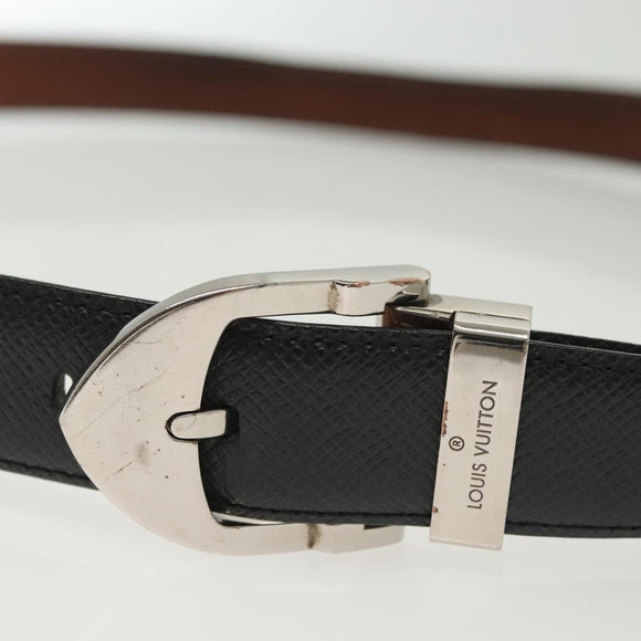 LOUIS VUITTON Taiga Ceinture Classic Belt 49.2"" Black LV Auth 138132