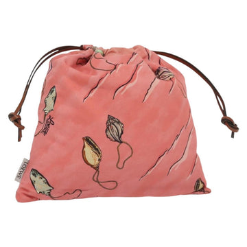 LOEWE Drawstring Pouch Canvas Pink Auth 138135