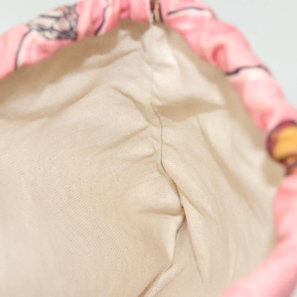 LOEWE Drawstring Pouch Canvas Pink Auth 138135