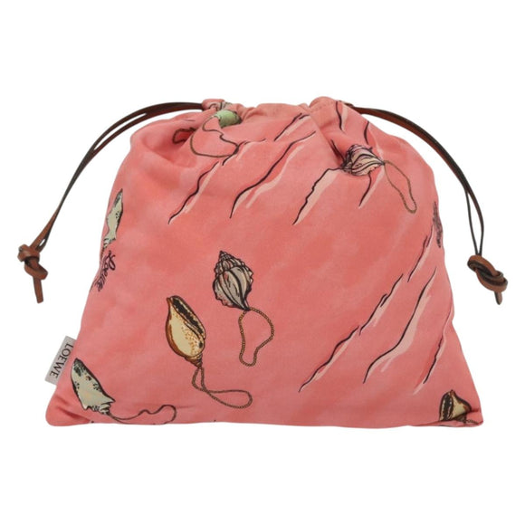 LOEWE Drawstring Pouch Canvas Pink Auth 138135