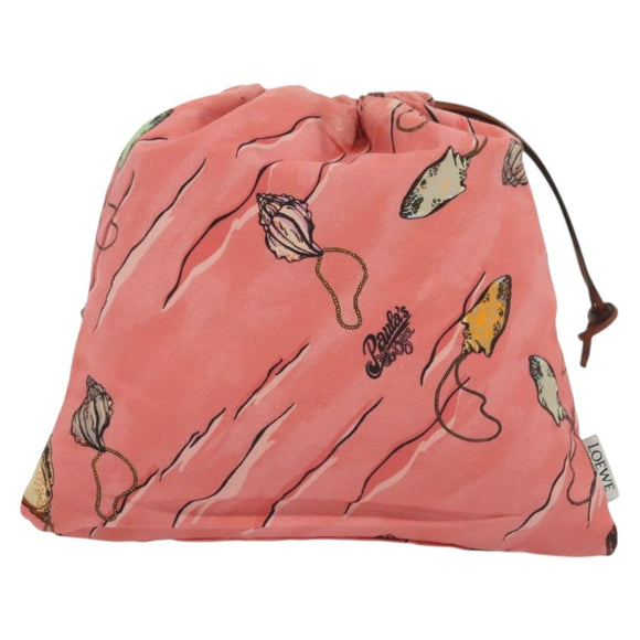 LOEWE Drawstring Pouch Canvas Pink Auth 138135