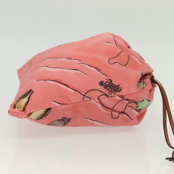 LOEWE Drawstring Pouch Canvas Pink Auth 138135