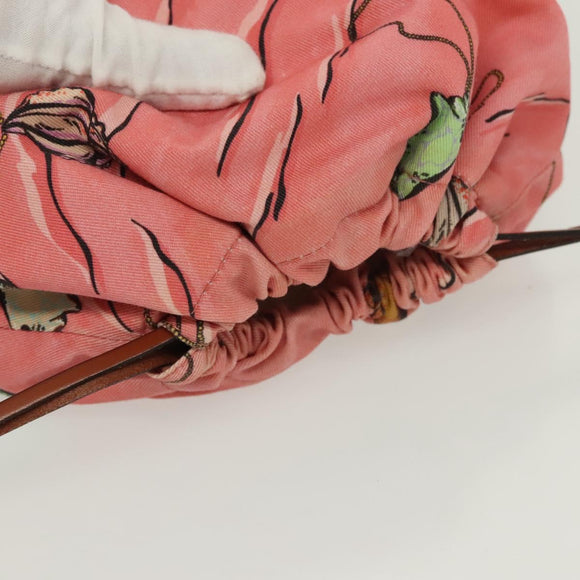 LOEWE Drawstring Pouch Canvas Pink Auth 138135