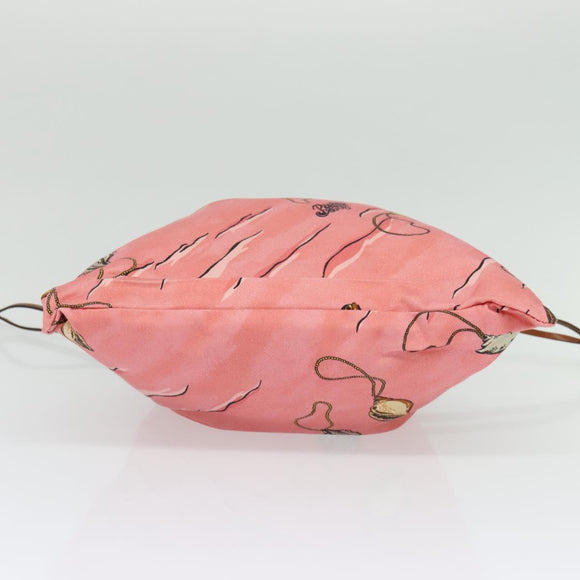 LOEWE Drawstring Pouch Canvas Pink Auth 138135
